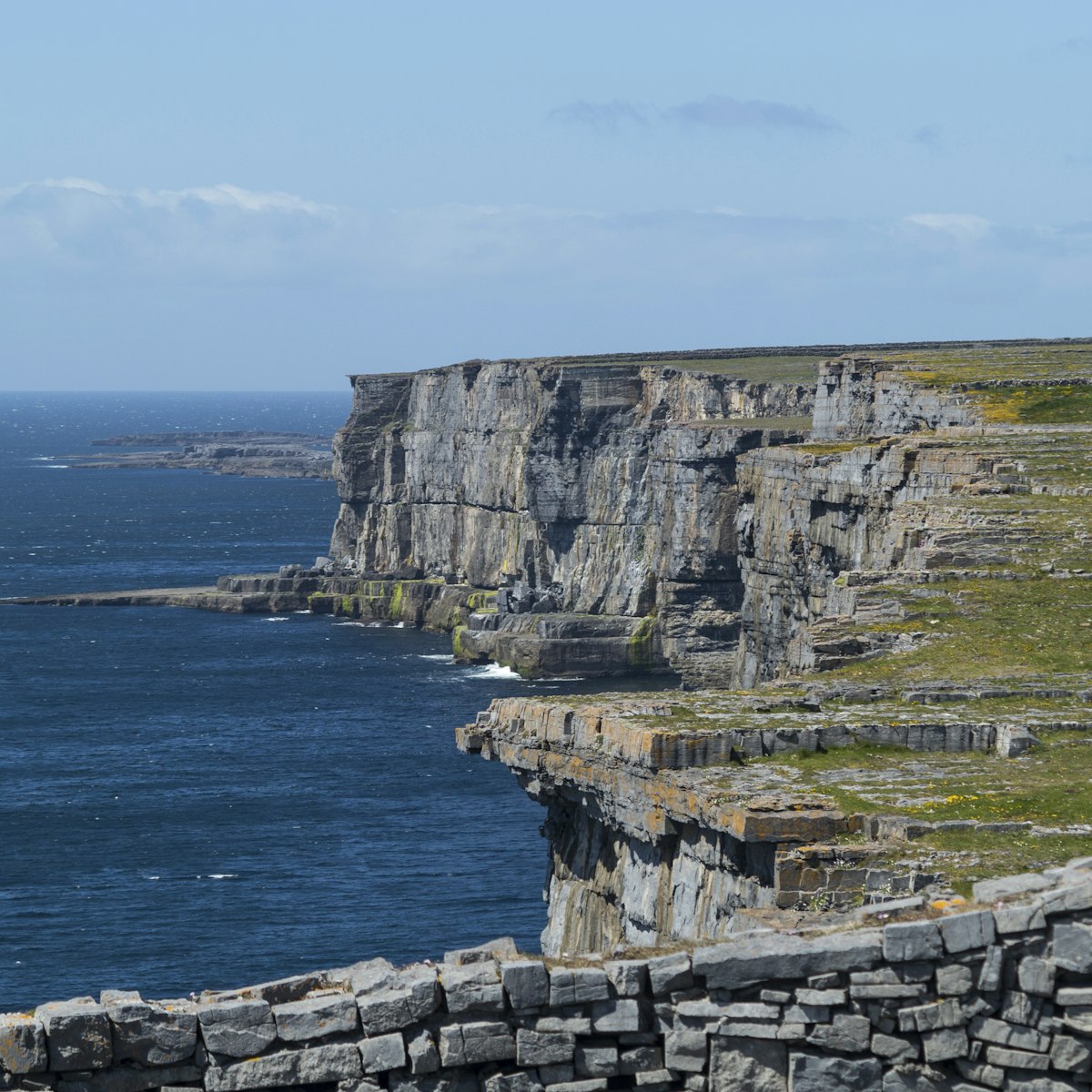 Stone wall at Dun Aonghasa Aran Islands