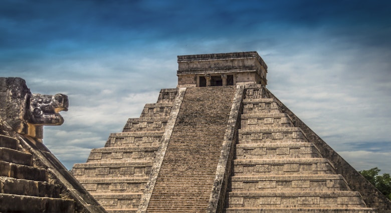 The Pyramid of Kukulcan at the ancient city Chich'en Itza in Mexico.