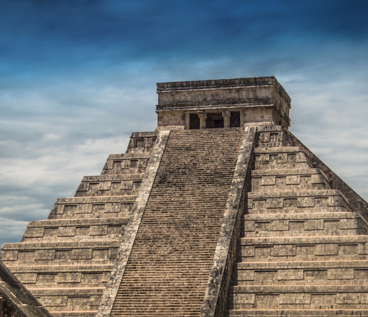 The Pyramid of Kukulcan at the ancient city Chich'en Itza in Mexico.