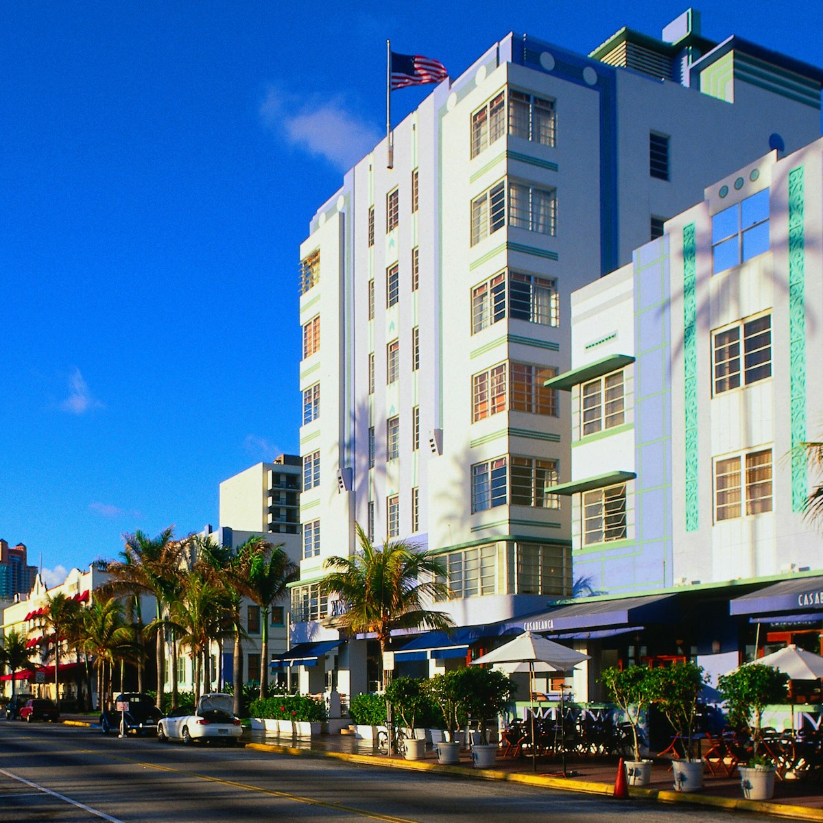 The buildings along Ocean Drive, South Beach - Miami, Florida