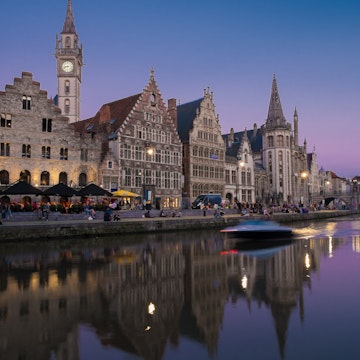 Evening in the lively city of Ghent, Belgium