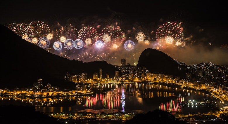 1206122895
Fireworks in Copacabana - stock photo
Fireworks celebrating the arrival of the new year in Copacabana - Rio de Janeiro - photo January 2020