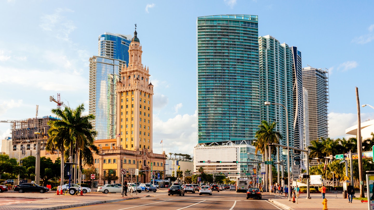 Miami skyline with Freedom Tower and skyscrapers of Miami Downtown