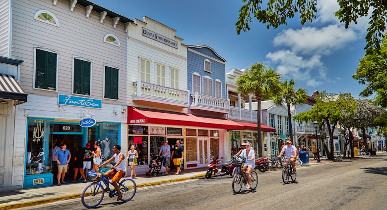 Cyclists on Duval Street in Key West