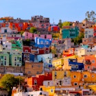 Pretty colored houses in Guanajuato in Mexico.