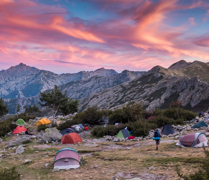 Campsite Petra Piana, GR 20 hiking trek on Corsica, France; Shutterstock ID 1356888842; purchase_order:56500; job:56500; client:Epic Hikes Europe Relicensing; other:Lenczycki
1356888842