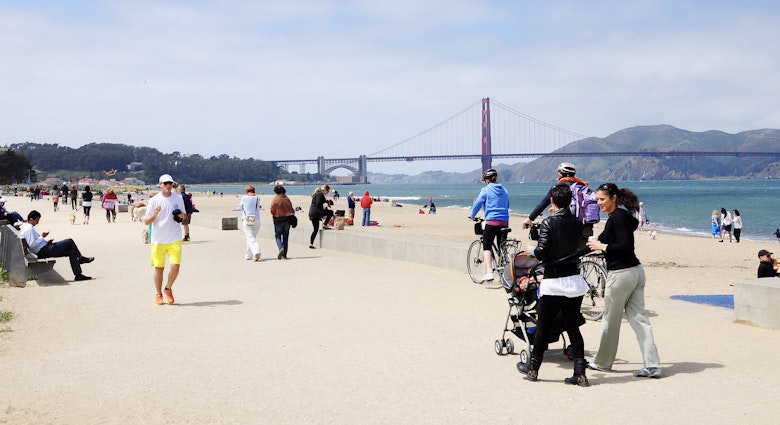 SAN FRANCISCO USA - APRIL 12, 2014 : View of  Golden Gate Bridge from Crissy field. Crissy Field is now part of the Golden Gate National Recreation Area in San Francisco, California, United States. ; Shutterstock ID 374222908; purchase_order: 65050 - Digital Destinations and Articles; job: Lonely Planet Online Editorial; client: Best walks in San Francisco; other: Brian Healy
374222908
architecture, area, bay, beach, bicycle, blue, bridge, california, city, clear, coast, color, crissy, day, field, francisco, gate, golden, landmark, nature, ocean, outdoor, pacific, park, people, recreation, san, sea, sky, tourism, tourist, travel, walking, water
View of Golden Gate Bridge from Crissy field. Crissy Field is now part of the Golden Gate National Recreation Area in San Francisco, California, United States