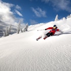 A skier goes off-piste in Slovenia.