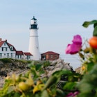 Landscape view of Portland Head Lighthouse in Portland, Maine