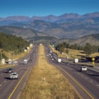 Views of mountains from Interstate 70 in Colorado.