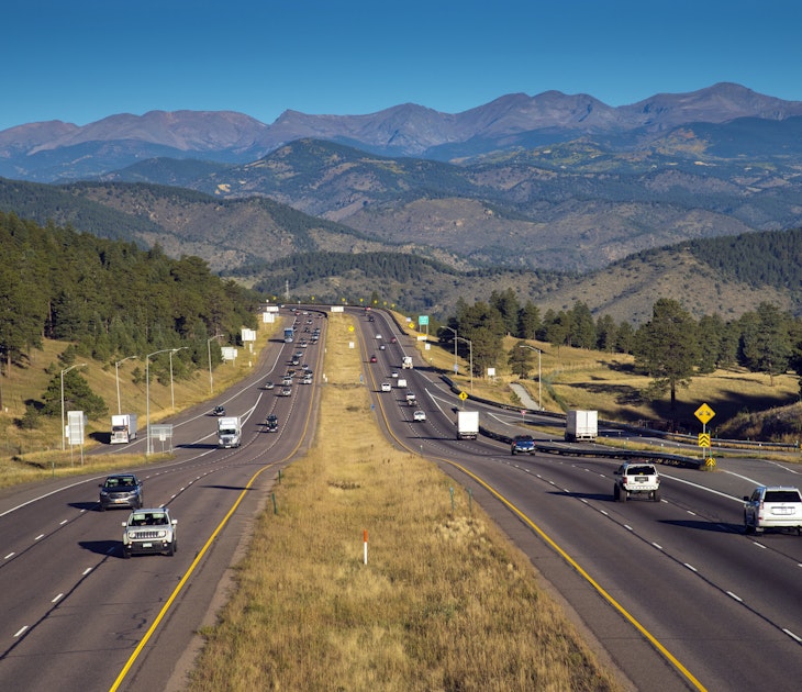 Views of mountains from Interstate 70 in Colorado.