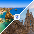 Relax on a beach in Portugal's Algarve region or check out one of Spain's best UNESCO sites, Santiago de Compostela Cathedral.